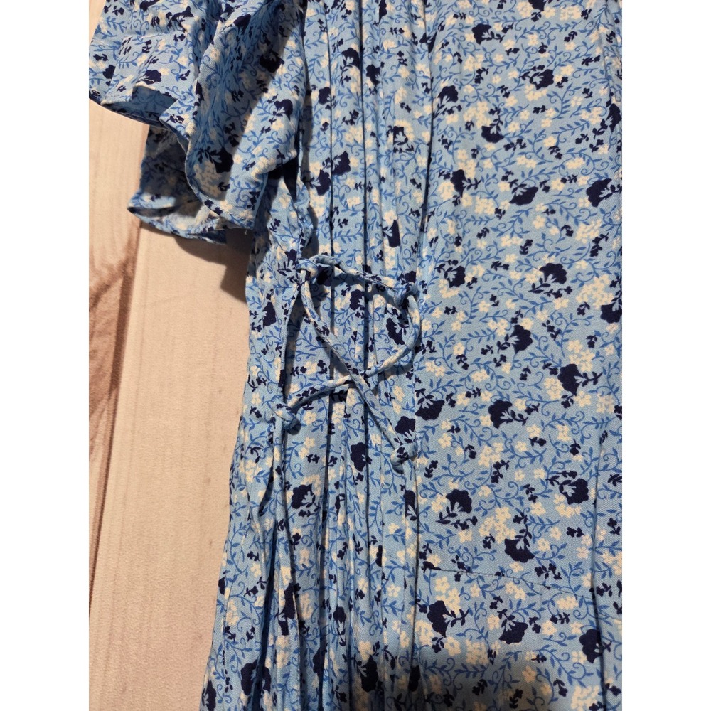 Basic Editions Plus Blue Floral Button Front Midi… - image 4